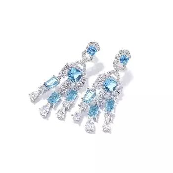 Temperament Versatile Fringed Earrings Light Luxury Women, Серьги High-End Серьги, Многоцветные озеро синий