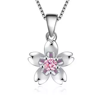 Ten Miles Peach Blossom Creative Roses, Sweet Pink Diamond Silver Plated Necklace Pendant, Women S Pendant Jewelry