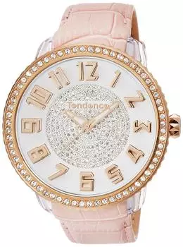 [Tendence] Watch Glam White Dial Polycarbonate Mineral Glass Quartz 48.5MM Watch TY430141 Women s Pink [Item]