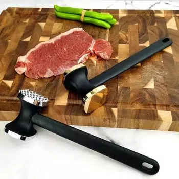 Тендерайзер для мяса из цинкового сплава, молоток для отбивной из свинины, стейк, свободная игла, двухсторонний молоток для мяса, резиновая ручка, кухонный инструмент