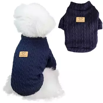 Tengcong Dog Knit Dog Cat Dog Холодная погода Маленькие Средние Собаки Темная Одежда, Весна, Осень, Зима, Свитер, Костюм, Свитер, Одежда, Одежда, Одежда,