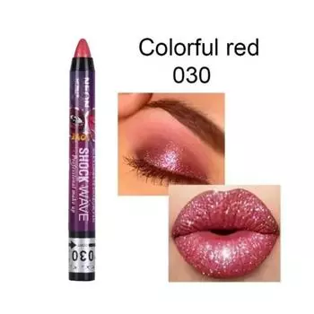 Тени для век 2 в 1 Водостойкие тени-карандаш для век Smudge-Undash Stick Lip Makeup Glitter Shimmer Long-Lasting Lipstick, 27 030, 1 шт.