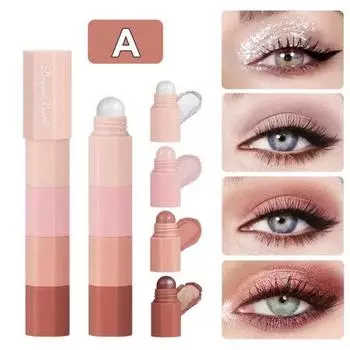 Тени для век Dragon Ranee Lazy Shadow Pencil Smudge-proof Highlighter Silk Pearlescent Waterproof 4 цвета, набор, 19453-01