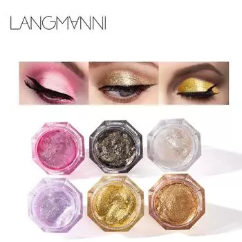 Тени для век langmanni 6 Color Diamond Pearl Eyeshadow Сияющие ослепительные тени для век 5g