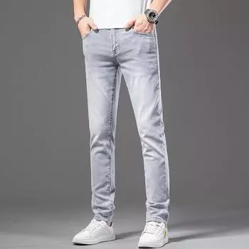 Tennis Jeans Men s Summer Thin and Light Luxury Ice Silk Slim Fit Small Straight Casual Pants 28