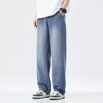 Tennis Jeans Spring and Summer Loose Straight Stretch Thin Denim Trousers 28