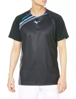 Теннисная одежда Игровая рубашка Пот Впитывающая Быстросохнущая Dynamotion Fit Бадминтон 62JA2501 Черный S [Mizuno] чёрный