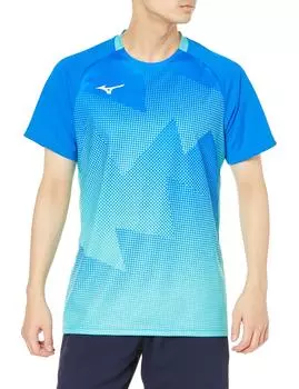 Теннисная одежда Игровая рубашка Пот Впитывающая Быстросохнущая Dynamotion Fit Бадминтон 62JA2503 Peace Blue S [Mizuno]