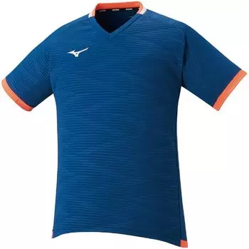 Теннисная одежда Solar Cut Game Shirt Cooling Dynamotion Fit 62JA2031 Navy Blue x Neon Flame x White S [Mizuno]