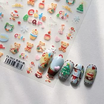 TENSOR New Craft Cartoon Bear Flat Back Adhesive Nail Paste Nail Accessories TS-3913 Christmas Bear TS-3913 Christmas Bear