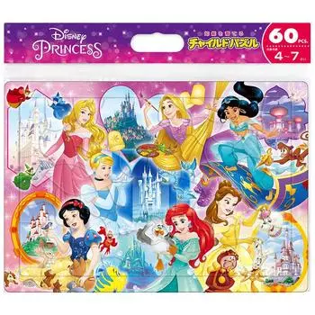 Tenyo Детский пазл Disney Disney Princess Princess Белый пазл из 60 деталей для детей Антибактериальное покрытие поставляется с чистящим чехлом для детей от 4 лет и старше