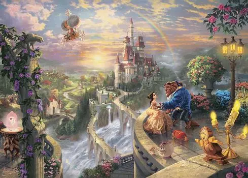 Tenyo in 2000 Piece Jigsaw Puzzle Disney Thomas Kinkade Beauty and the Beast Beauty and the Beast Falling in Love Canvas Style Special Art Collection