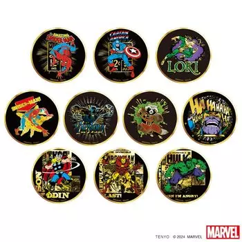 Tenyo Overwhelming Gold Badge Marvel Character в коробке с покрытием из 24-каратного золота, диаметр значка VOL.2 [Продано 10] Приблизительно. 5.6cm