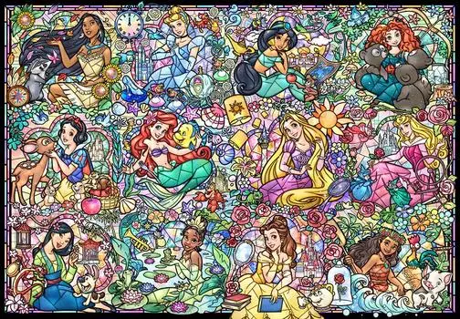 Tenyo в пазле из 1000 деталей с витражным рисунком, коллекция Disney Princess, в комплекте сервисная карта [Сделано в Японии] (51,2x73,7см) DS-1000-776