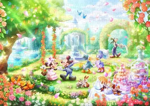 Tenyo в пазле из 300 элементов Disney Rose Scented Garden Party поставляется с клеем и шпателем. В комплект входит сервисная карта [Сделано в Японии] (30,5x43см) Д-300-054
