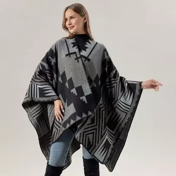 Теплая накидка-шаль Great Northwest Travel Wear Шарф Женская жаккардовая накидка с разрезом темно-синий