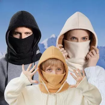 Теплая шапка для родителей и детей, для мужчин и женщин, для катания на лыжах, с флисовой подкладкой, защитная маска для шеи, цельная шапка Children