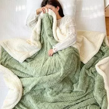 Теплое шерстяное одеяло, мягкий чехол для дивана, покрывало на кровать, двухстороннее зимнее толстое одеяло, однотонное покрывало 70x100cm хаки