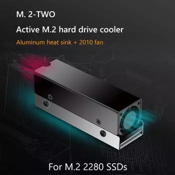 Теплоотвод M.2 SSD NVMe M2 2280 твердотельный диск воздушный циркуляционный радиатор с вентилятором алюминиевый радиатор охлаждения термопрокладка охладитель чёрный