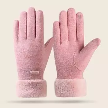 Теплые перчатки Однотонные перчатки Перчатки для сенсорных экранов Женские осенне-зимние 1 pair чёрный