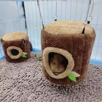 Теплый гамак для хомяка в форме пня, зимний туннель для крота, подвесная кровать для маленьких животных, гнездо для хомяка, клетка для домашних животных, хозяйственные принадлежности