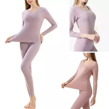 Термобелье Long Johns для женщин с флисовой подкладкой, базовый слой, пижамный комплект для холодной погоды 2XL чёрный
