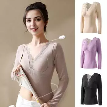 Термобелье с вшитыми нагрудными накладками DE Velvet Double Layer Warmth с длинным рукавом L чёрный
