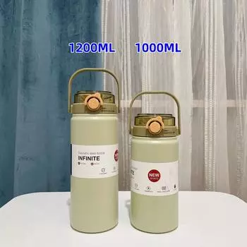 Термобутылка 1л/1,2л из нержавеющей стали, большой вместимости, вакуумная фляга с соломинкой, тамблер, термос для холодных напитков, спортивная посуда для питья 1000ML