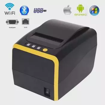 Термопринтер для печати чеков Bluetooth и WiFi шириной 80 мм с возможностью крепления на стену для использования в сфере общественного питания, еды на вынос и супермаркетов