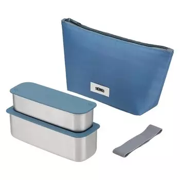 Термос Bento Box 2 Tier Slim Fresh Lunch Box 635 мл Серый Синий DSA-605W GNV