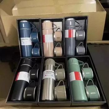 Термос с тремя крышками One Cup, подарочный набор из нержавеющей стали 304, подарочная кружка для бизнеса, рождественский подарок для семьи, бутылка для холодной воды 500ml