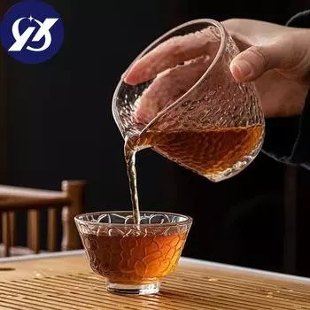 Термостойкий стеклянный кувшин для чая с узором молотка, диспенсер, креативная прозрачная чашка для чая, чашка для воды кунг-фу чахай, домашняя посуда для напитков