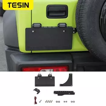 TESIN автомобильный держатель номерного знака двери багажника с лампой для Suzuki Jimny JB74W 2022 экстерьер чёрный
