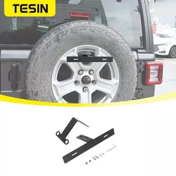 TESIN Железный автомобильный задний запасной автомобильный кронштейн для крепления номерного знака для Jeep Wrangler JK JL 2007-2022 2023 Экстерьер чёрный