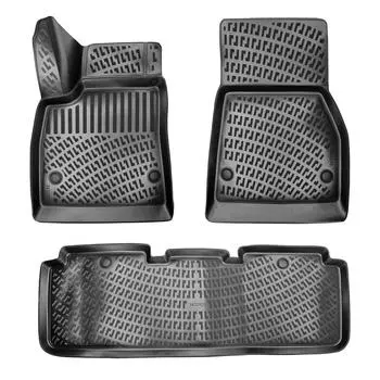 Tesla Model S (2014-2020) High-Quality and Durable Rubber Car Floor Mats - Odorless, Non-Slip, Long-Lasting