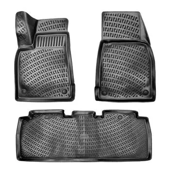 Tesla Model X (2015-2021) High-Quality and Durable Rubber Car Floor Mats - Odorless, Non-Slip, Long-Lasting