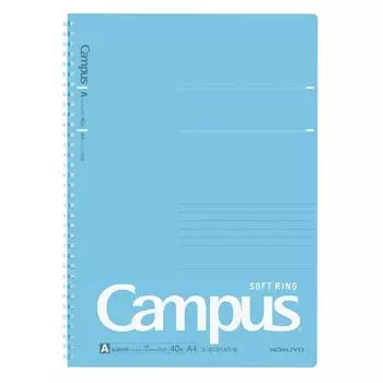 Тетрадь KOKUYO Campus Soft Ring A4 в точку, в линейку, 40 листов, синяя, Su-S121AT-B