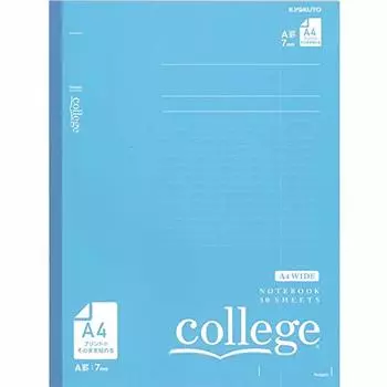 Тетрадь Kyokutou College A4, широкая, синяя, набор из 2-х листов, в линейку А