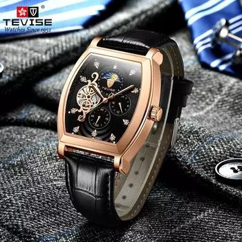 TEVISE Watch Barrel Watch Tourbillon Star Механический мужской ремень