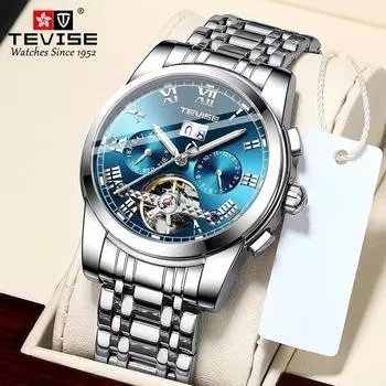 TEVISE Watch Moon Phase Star Watch Водонепроницаемые светящиеся часы с турбийоном для мужчин белый