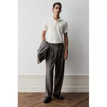 Текстурированная рубашка-поло HM slim fit белого цвета XS