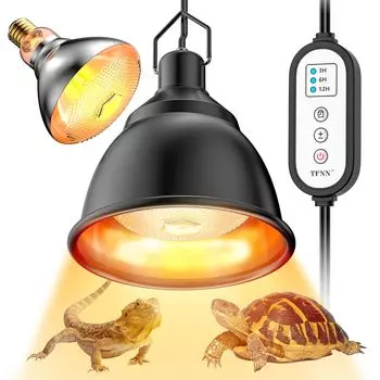 TFNN Reptile Light 18 см УФ-лампа, УФ-концентратор, 150 Вт, инфракрасная нагревательная лампа, таймер, нагреватель для черепахи, ящерицы, черепахи, E26, концентрирующий свет чёрный
