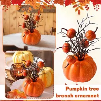 Thanksgiving Festival Pumpkin Simulation Branch Table Counter Orange Pumpkin Ornament One Size оранжевый