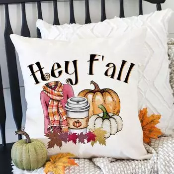 Thanksgiving Happy Print Cushion Cover Pillowcase Cartoon Pumpkin Party Decor Pillows Cases Home Sofa Car Halloween Throw Pillow 450mm*450mm