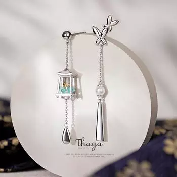 Thaya женские серьги серебряные иглы с кисточками зеленый фонарь серьги изысканные висячие серьги для женщин роскошные изящные ювелирные изделия