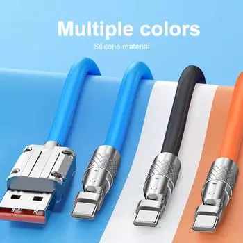 The 180 ° USB-cable Type C for Fast Charging 120 W 6 A Liquid Silicone Cable Wire for Xiaomi Huawei Samsung USB Bold, Data Transfer Line AVE 1m for Type C оранжевый