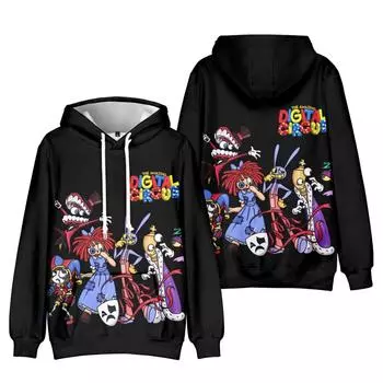 The Amazing Digital Circus Anime Hoodie Harajuku Графический осенний пуловер Модный унисекс с длинным рукавом Зимняя повседневная уличная одежда Свободная верхняя одежда XS