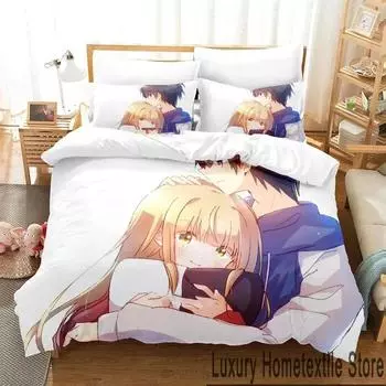 The Angel Next Door Spoils Me Rotten Anime Bedding Set Duvet Cover Bed Set Quilt Cover Pillowcase Comforter king Queen Size 70x133cm 2pcs