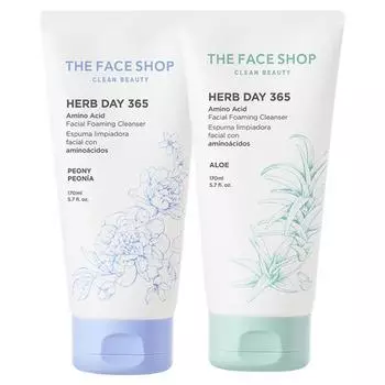 [THE FACE SHOP] Herb Day 365 Очищающая пенка для лица с аминокислотами (2 типа) 170 мл