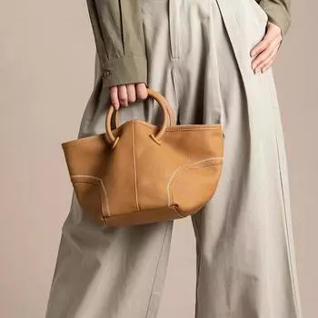 Первый слой из коровьей кожи Niche Commuter Cowhide, сумка-ведро на одно плечо, переносная корзина для овощей, мягкая кожаная сумка, женская универсальная коричневый